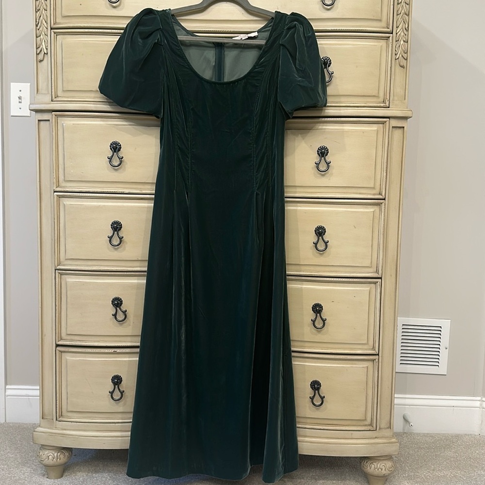 Loft green velvet dress size 2/4